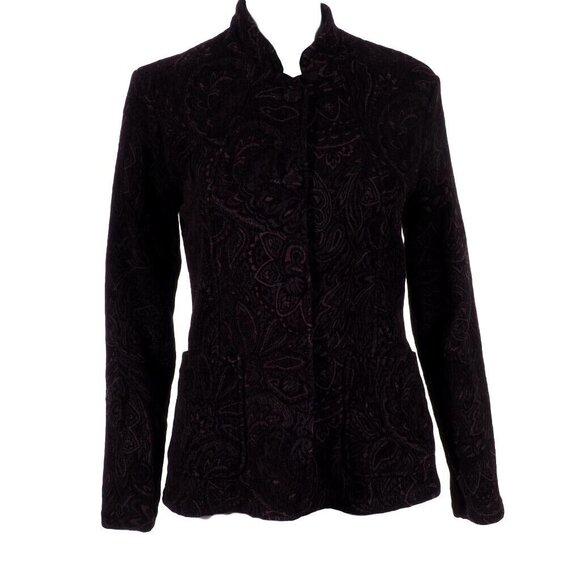 TSD Womens Jacket Small Paisley Purple Plum Two Star Dog - Picture 2 of 10